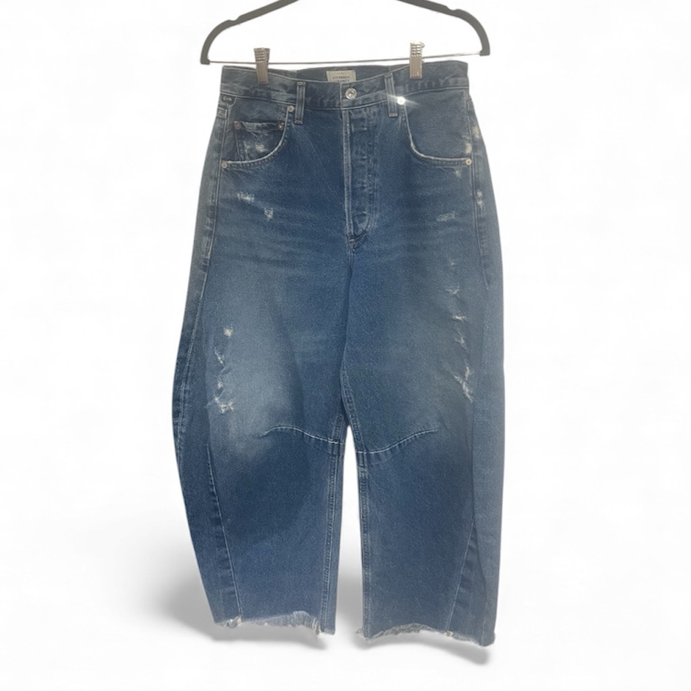 CITIZENS OF HUMANITY BARREL SCULPTED WIDE LEG CROP JEANS, HIGH RISE, 27
